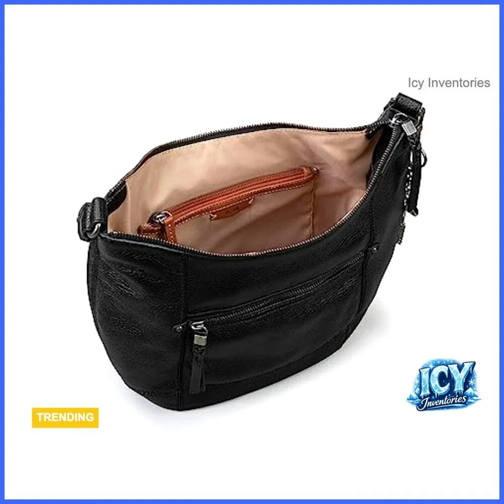 Large Leather Hobo Handbag with Zipper Pockets for Everyday Travel